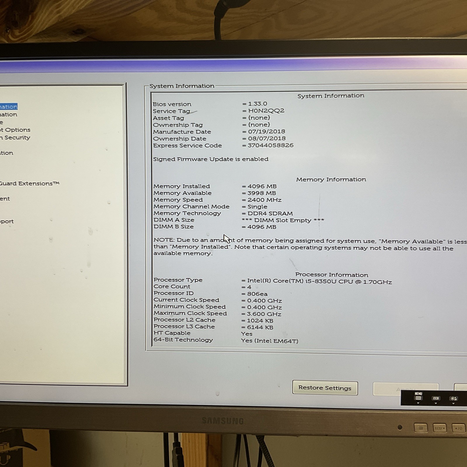 Dell Latitude 5490 / i5 8th Gen / BIOS Unlocked / Cracked Screen / No SSD / O10