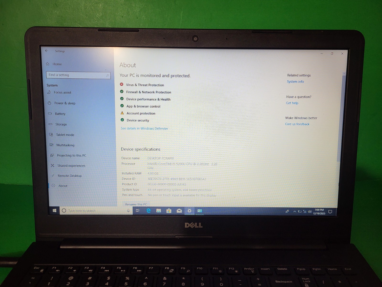 Dell Latitude 3550 15.6″ i5-5200U 2.2GHz 4GB RAM 500GB HDD For Parts As Is