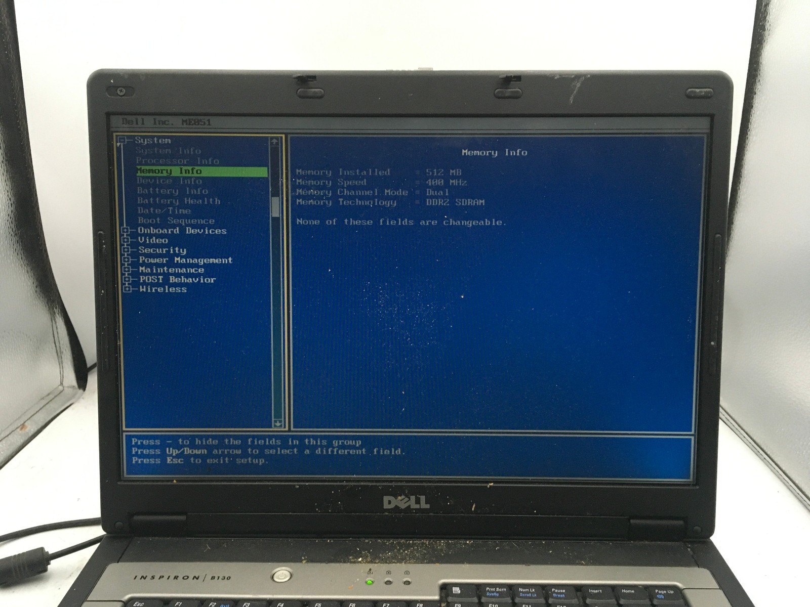 DELL INSPIRON B130 – BOOTS TO BIOS – INTEL PENTIUM M – 512MB RAM – READ DESC -BB