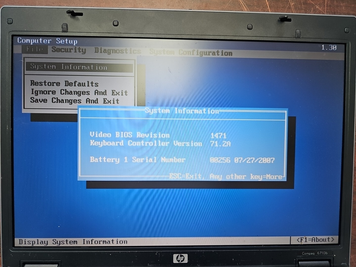 HP Compaq 6710b – Intel Core2Duo 1GB RAM No HDD No Adapter – UNTESTED / AS IS