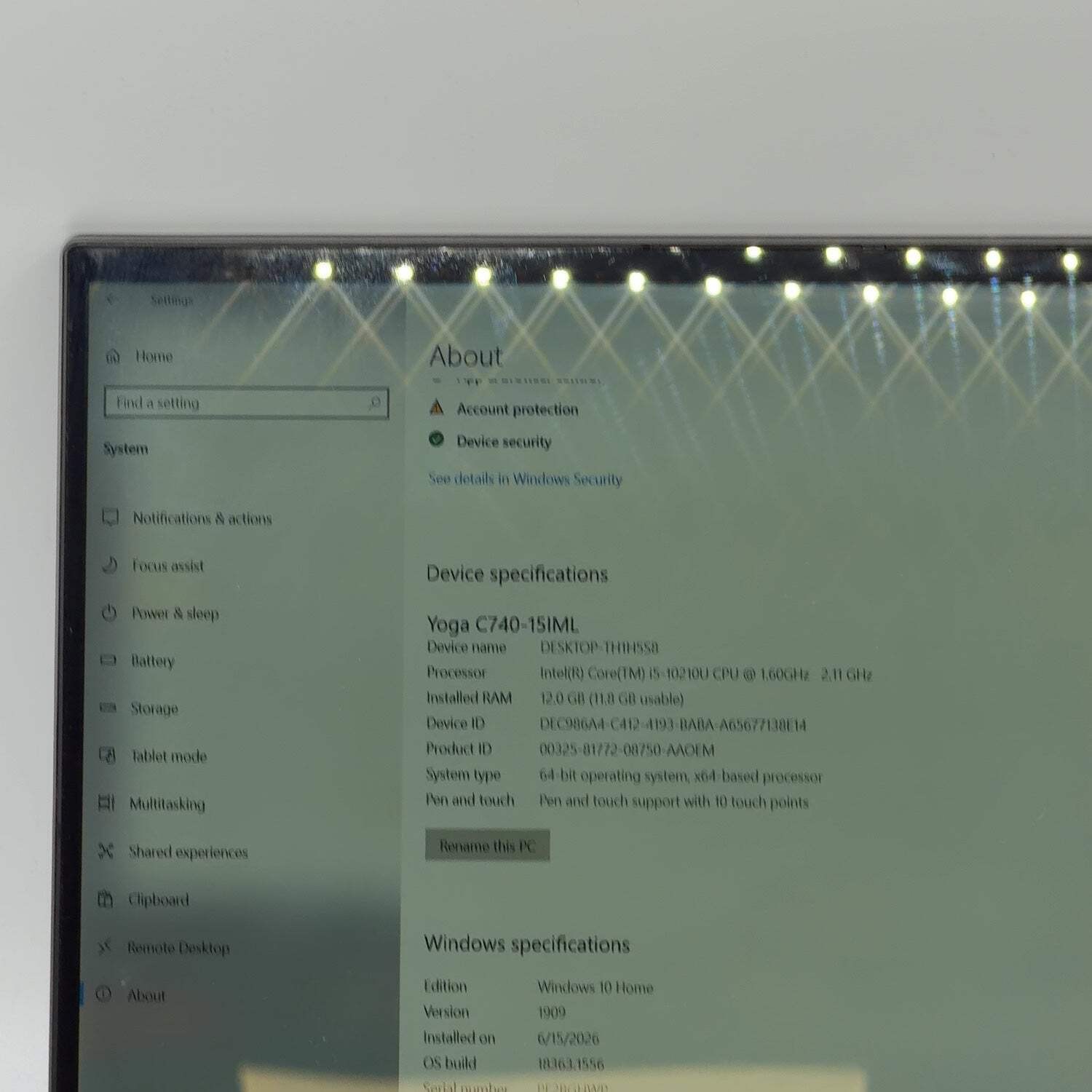 Lenovo Yoga C740 81TD 15.6″ i5-10210U 2.1GHz 12GB RAM 256GB SSD
