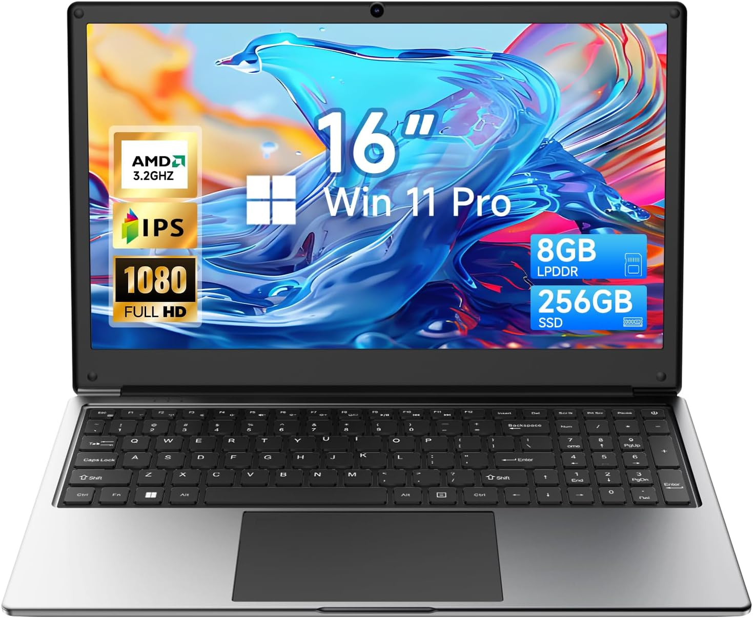 16 Inch Laptop Computer,8Gb RAM 256GB SSD Storage Laptop Pc,With AMD A9 Processo