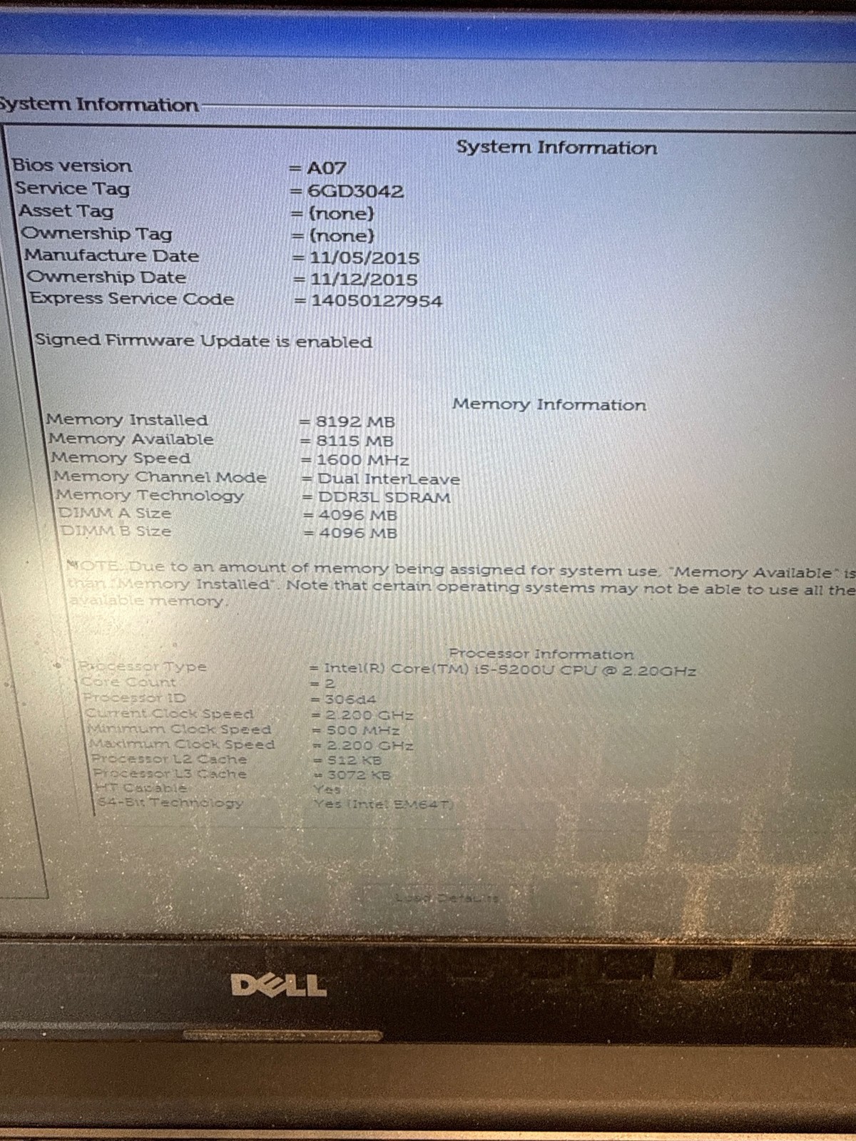 Dell Latitude 3450 i5-5200U 2.2GHz 8GB No Drive 14″ HD Graphics