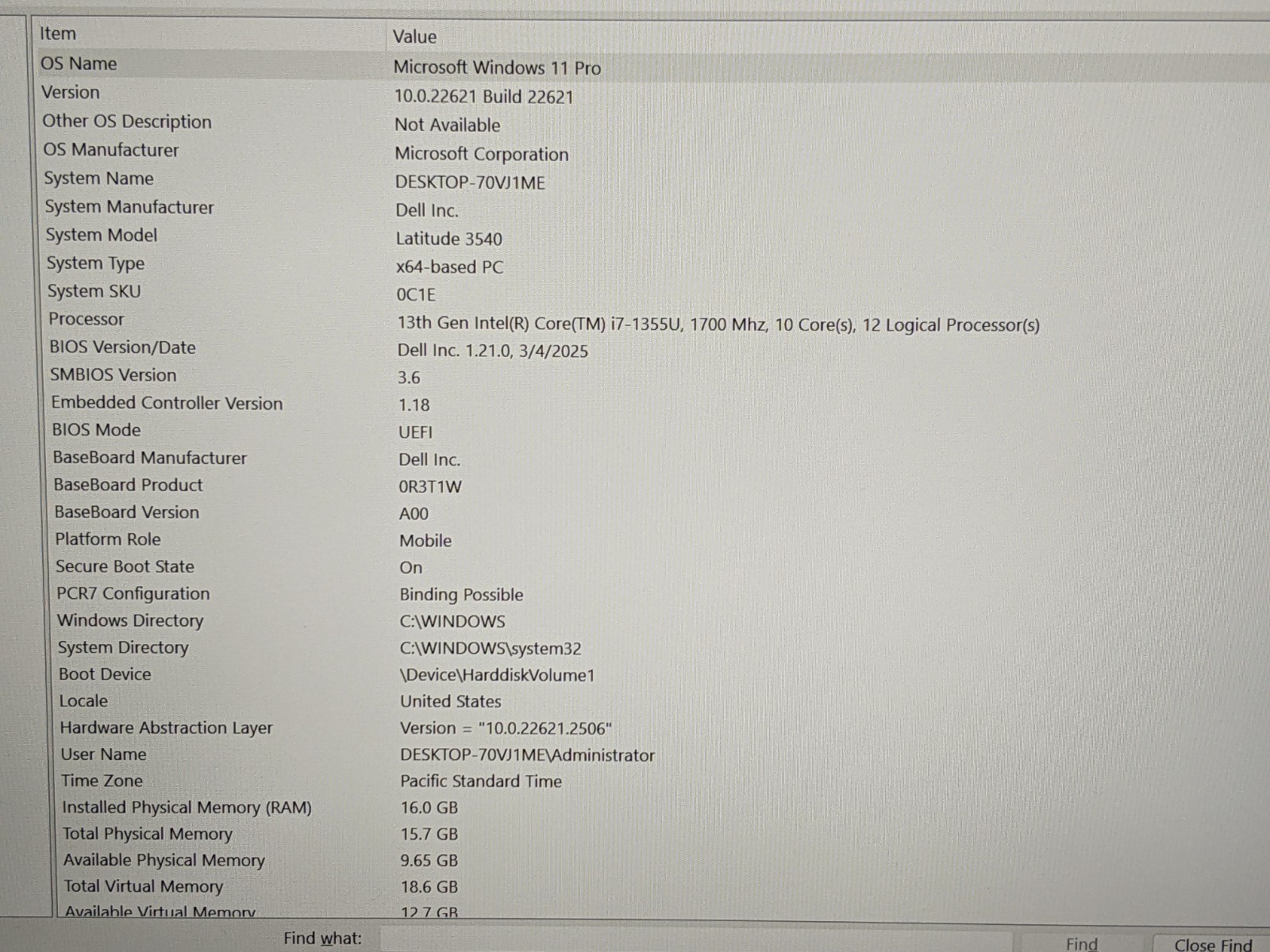 Dell Latitude 3540 15.6″FHD i7-1355U 1.7GHz 16GB 256GB SSD WRNTY-6/2026 +Charger