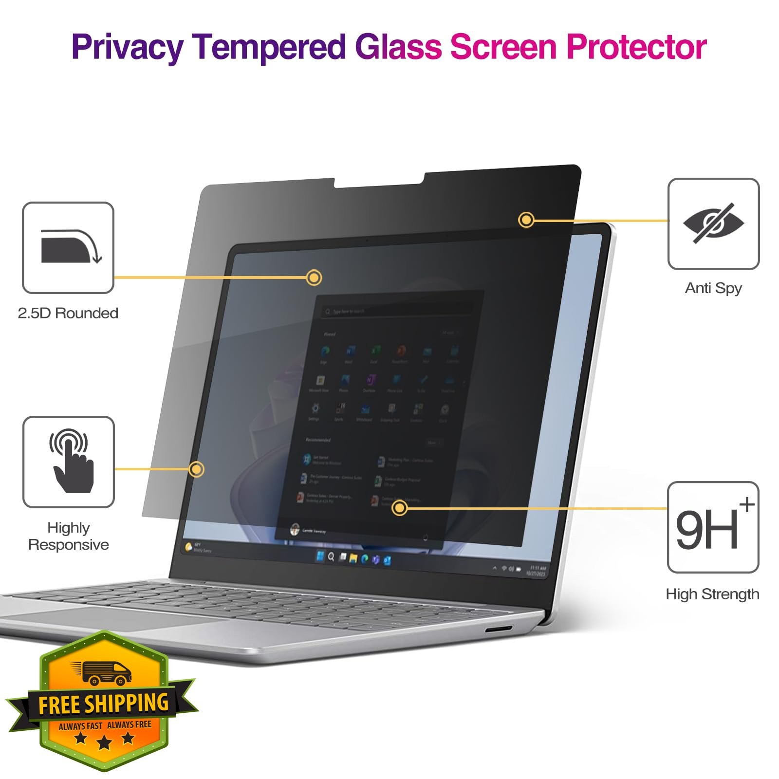 Surface Laptop Go 3/2/1 12.4″ Privacy Screen Protector Tempered Glass