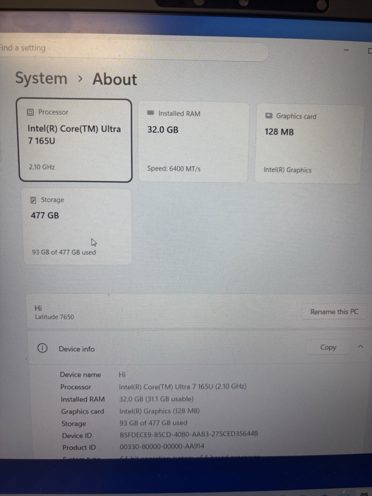 Dell Latitude 7650 Ultra 7 32 Gb 512 SSD