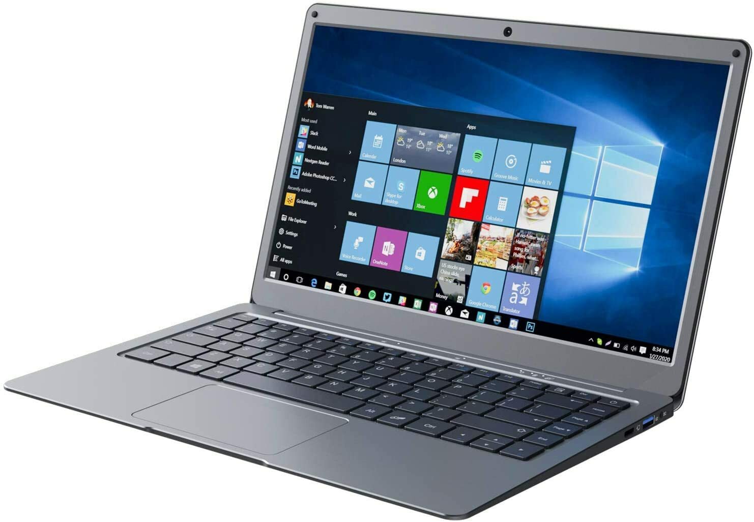 Laptop 13.3 inch 8GB RAM 128GB ROM Quad Core Celeron, Windows 10 Thin and Gray