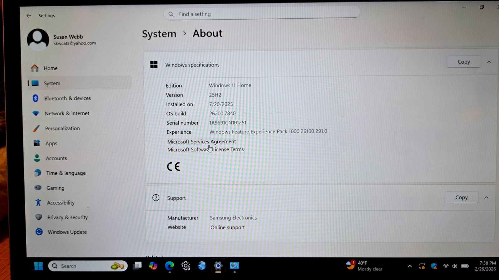 SAMSUNG 13.3″ LAPTOP COMPUTER, WINDOWS 11, INTEL I5, 8G, 256G SSD