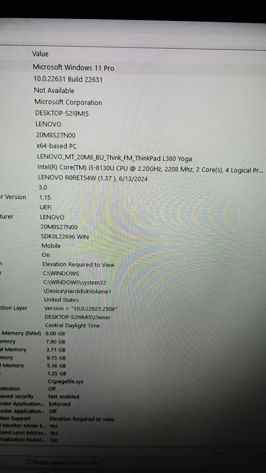 7166 L380 Yoga 2in1 w/charger.i3 8130U.8GB.128GB M.2.13.3″FHD.W11 Pro.Read!!!