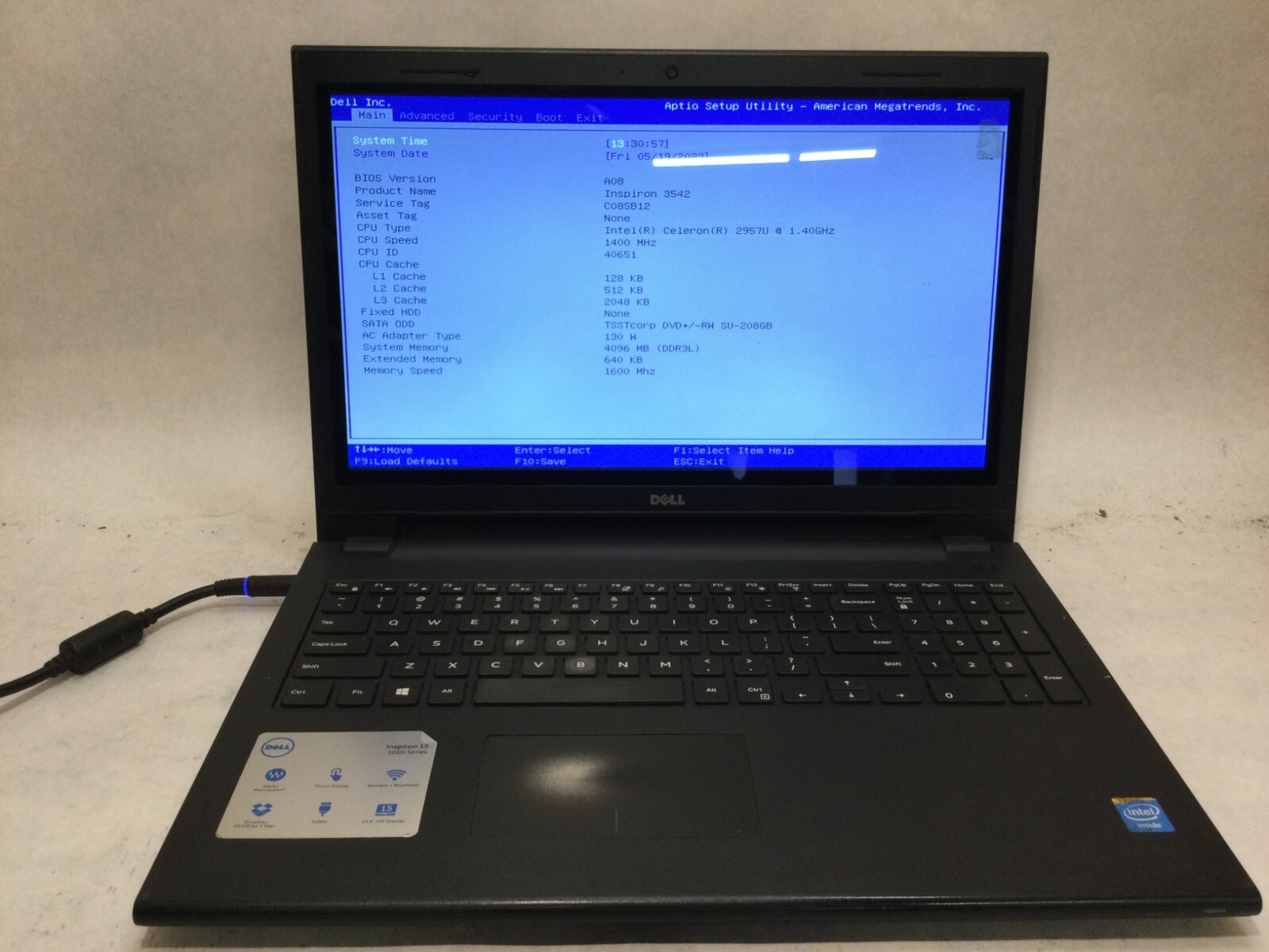 Dell Inspiron 3542 15.6” / Intel Celeron 2957U @ 1.40GHz / (MISSING PARTS!) -MR