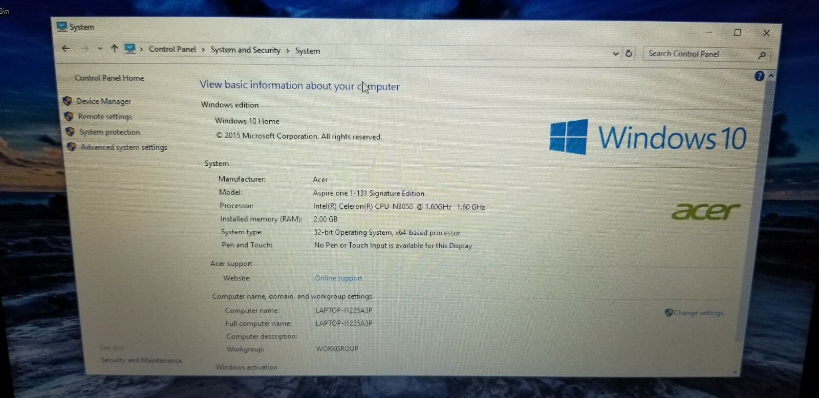 Acer Aspire One Cloudbook 11 11.6″ Laptop, Intel Celeron N3050, 2GB RAM, 16GB SS