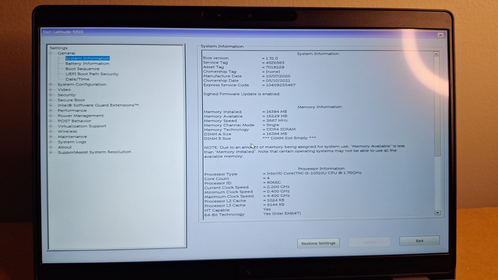 Dell Latitude 5410 i5-10310U 1.70GHz 16GB 256GB Gray W11H W/AC