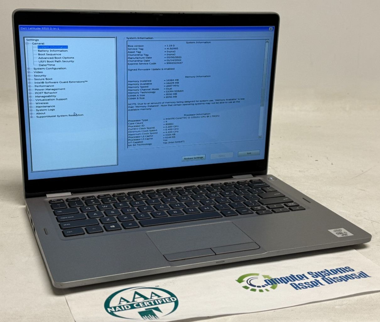 Dell Latitude 5310 2in1 13.3″ (i5-10310u – 16GB RAM – 256GB SSD – Win11Home)