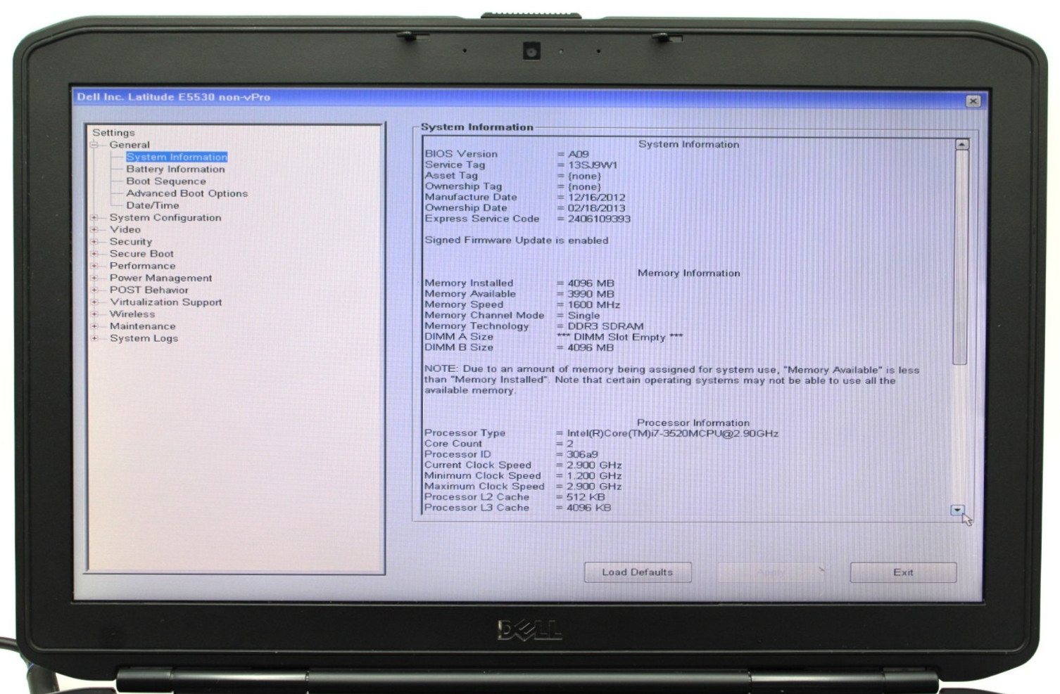 Dell Latitude E5530 i7-3540M@3.00GHz 4GB DDR3 NO STORAGE OR OS *USED/TESTED*