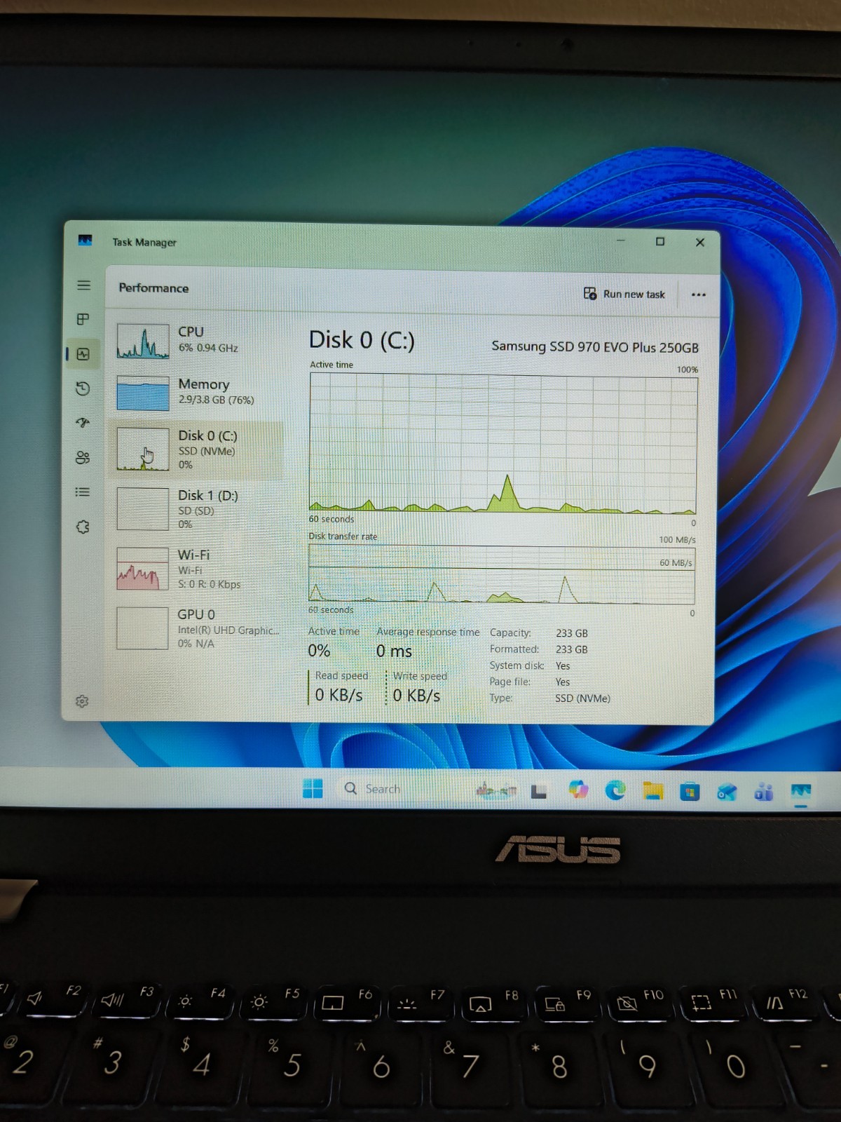 15.3″ ASUS L510M 4Core Pentium @1.1GHz 4GB 250GB NVMe SSD+128GB eMMC Wn11Hm BkLT
