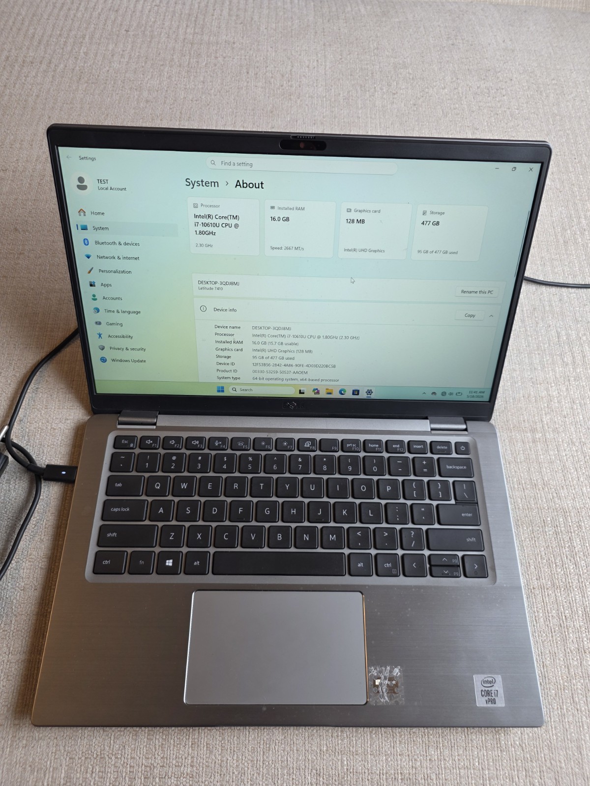 Dell Latitude 7410 14″ FHD Core i7-10610U, 16GB 512GB SSD Webcam, Windows 11 PRO