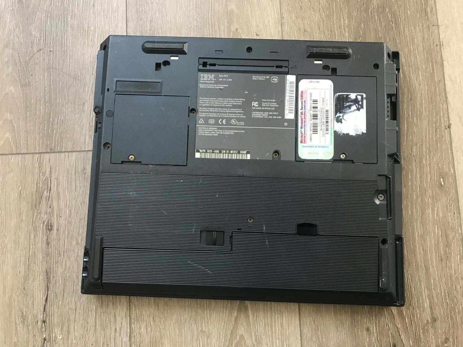 IBM Thinkpad A20p Type 2629-6UU 15″ Intel Pentium III 750GHz 256 MB RAM 40GB HDD