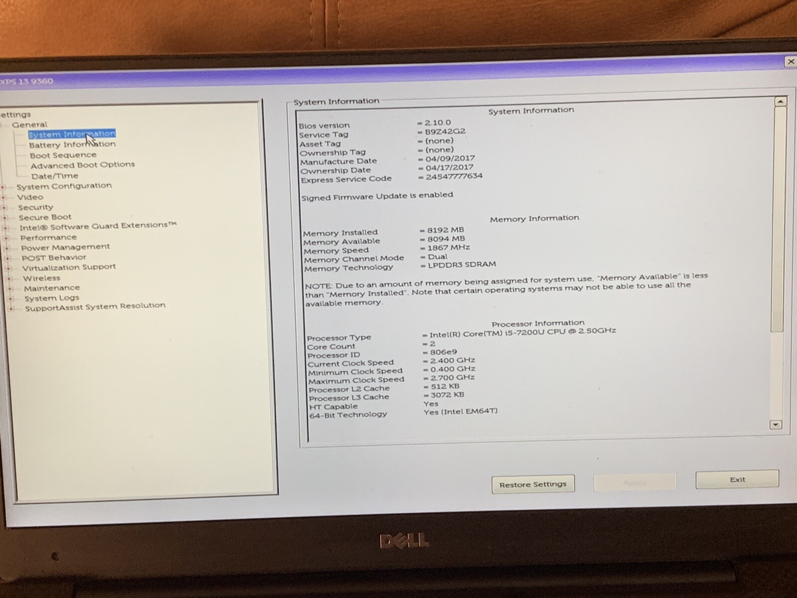 Dell XPS 13-9360 13.3in. (256GB SSD, Intel Core i5 7th Gen,@2.5GHz✔️Finger ID