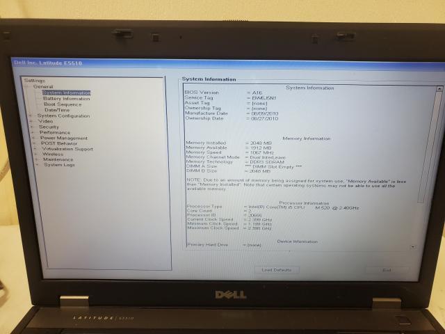 Dell Latitude E5510 Intel Core i5 M 520 2.4GHz 4096MB Laptop No HDD Case Damage