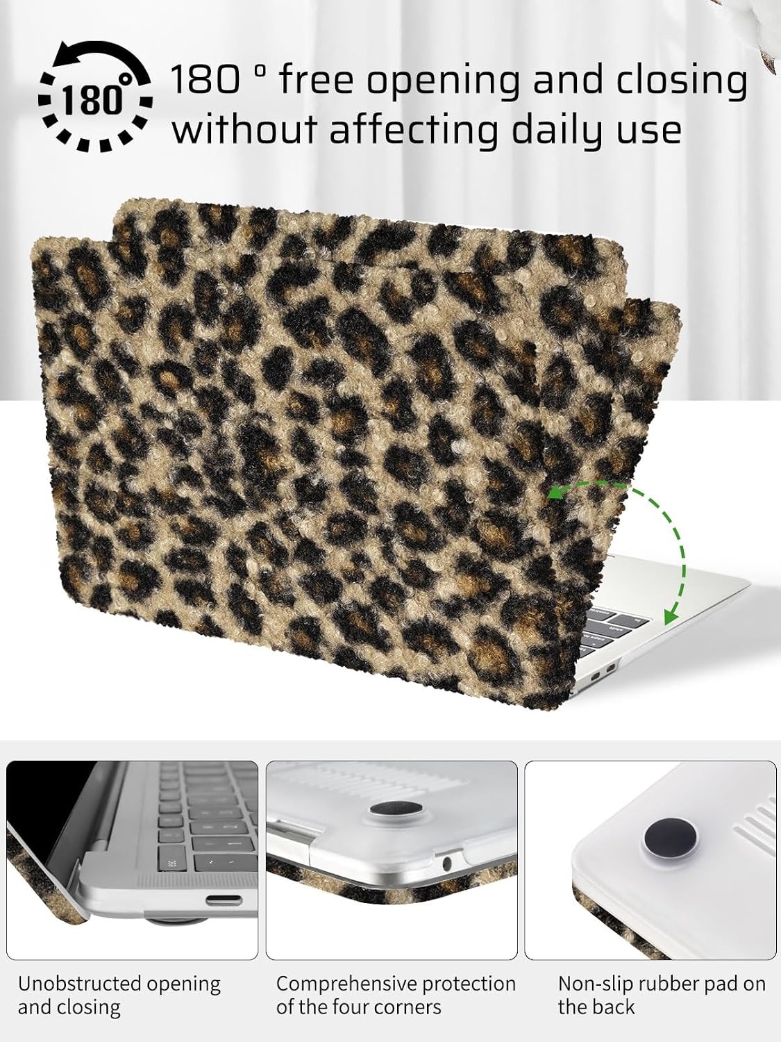 Elegant Leopard Print Soft Plush Faux Skin Leather Plastic Hard Shell Case for M