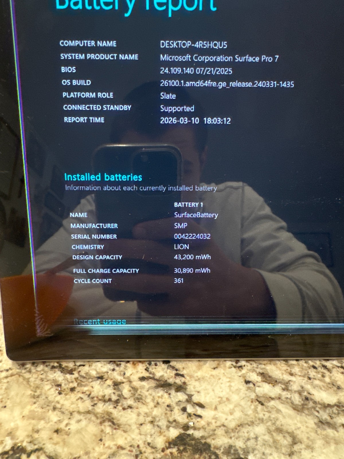Damaged Microsoft Surface Pro 7 1866 Intel i5-1035G4 8GB RAM 128GB SSD, Win 11 P