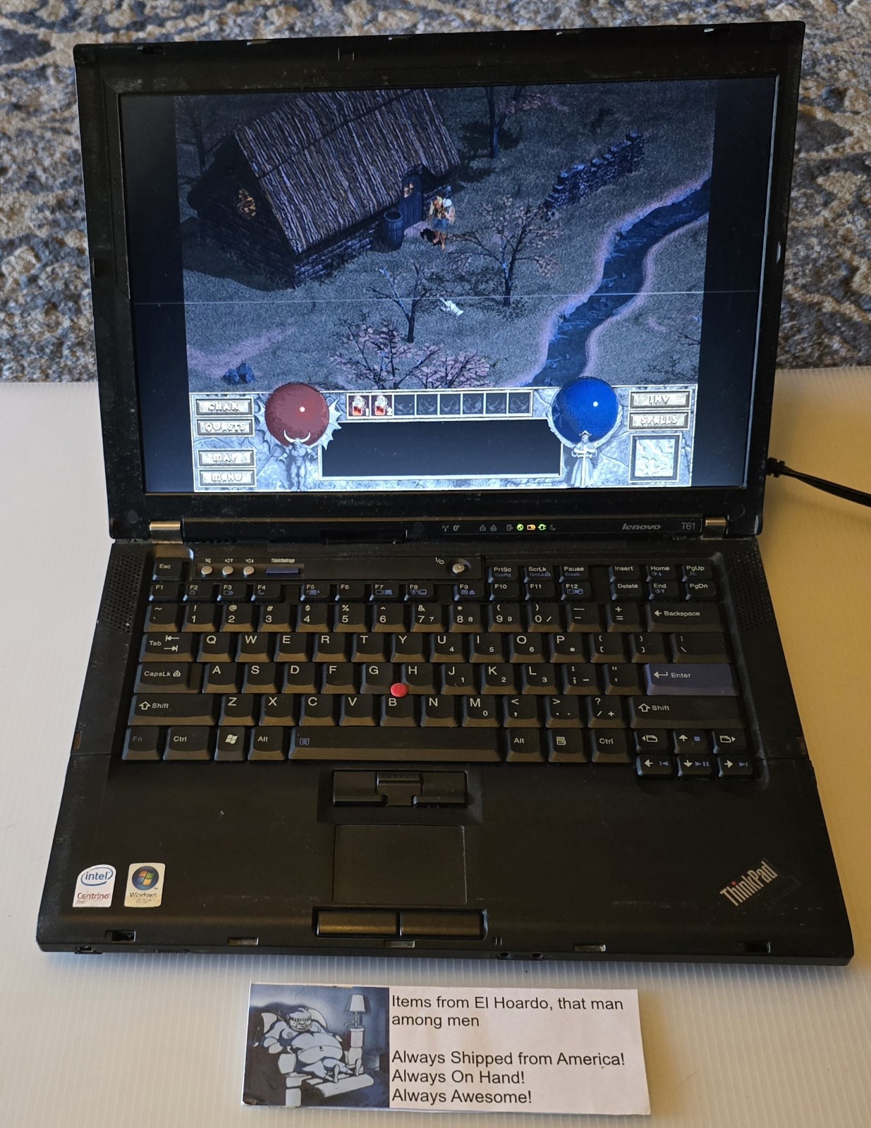 Lenovo ThinkPad T61 14″ Win XP Laptop 2.0 Ghz nVidia, 1440×900 2GB Ram 40GB HDD