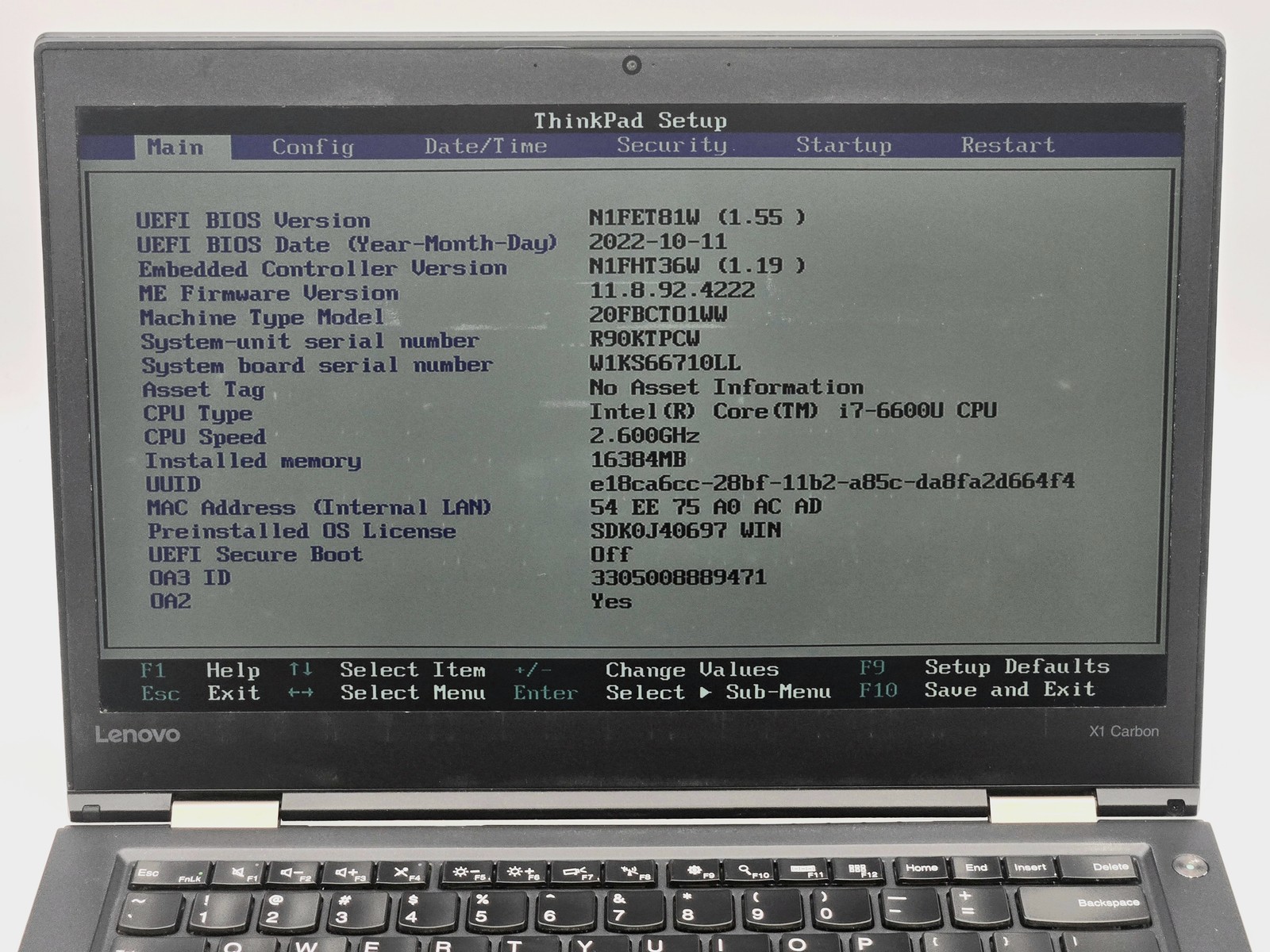 Lenovo ThinkPad X1 Carbon 4th Gen 14″ QHD I7-6600U 256GB SSD 16GB W10P FPR