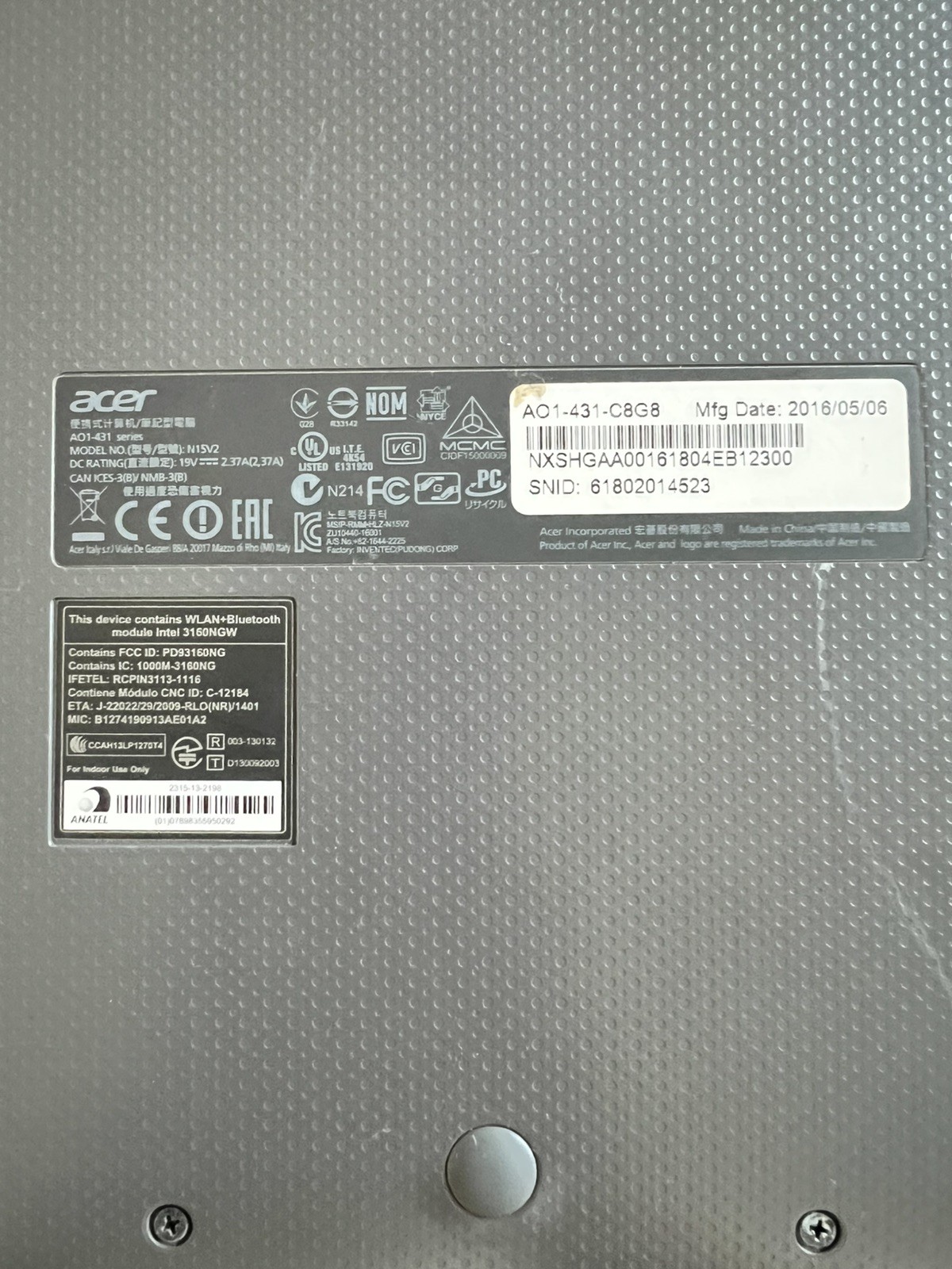 Acer Aspire One Cloudbook 14 AO1-431-C8G8 HD Celeron N3050 1.6GHz 2GB RAM 32GB