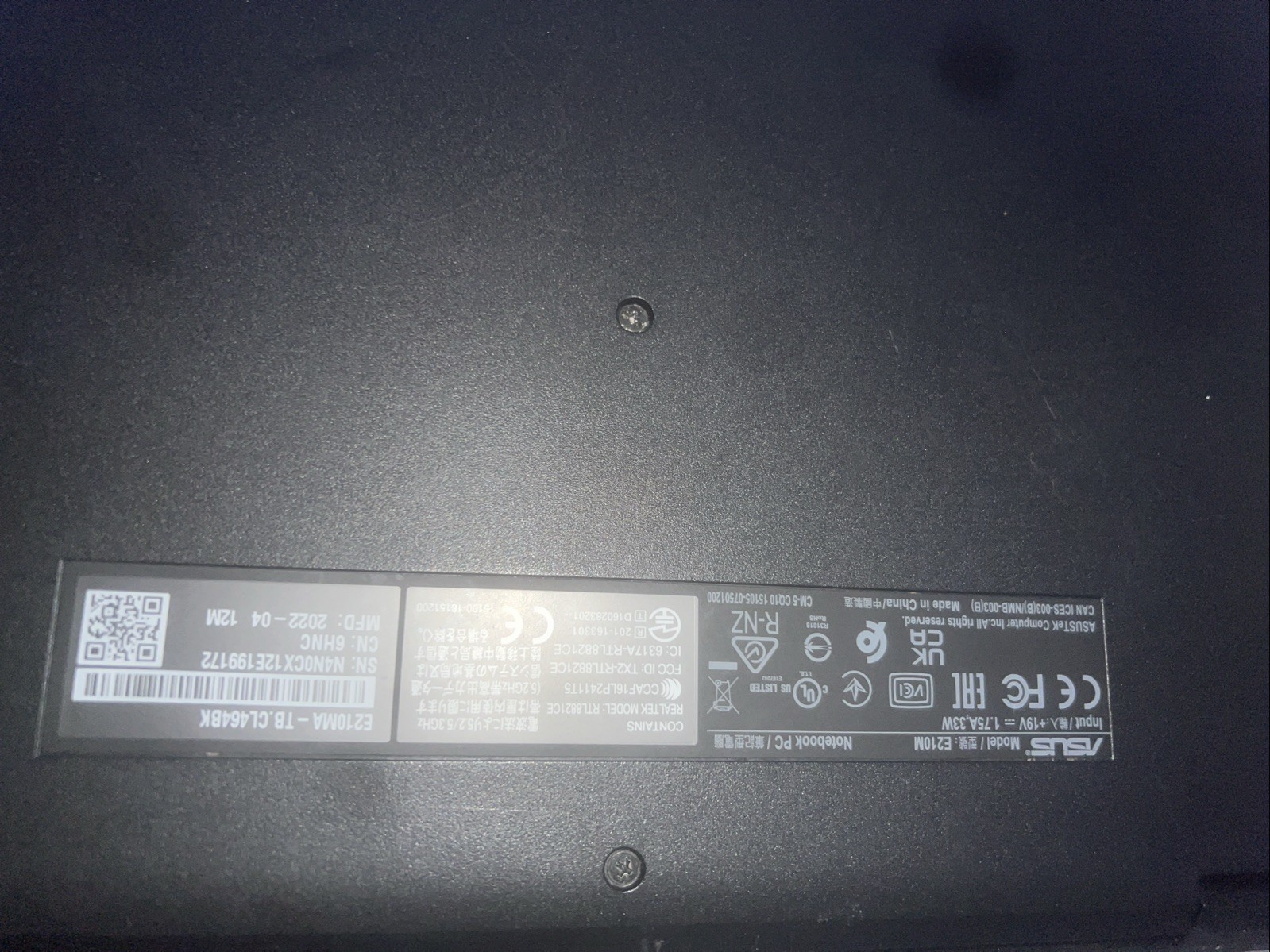Asus E210MA 11.6 Inch Laptop Intel Celeron N4020 Laptop 4GB RAM 64GB EMMC