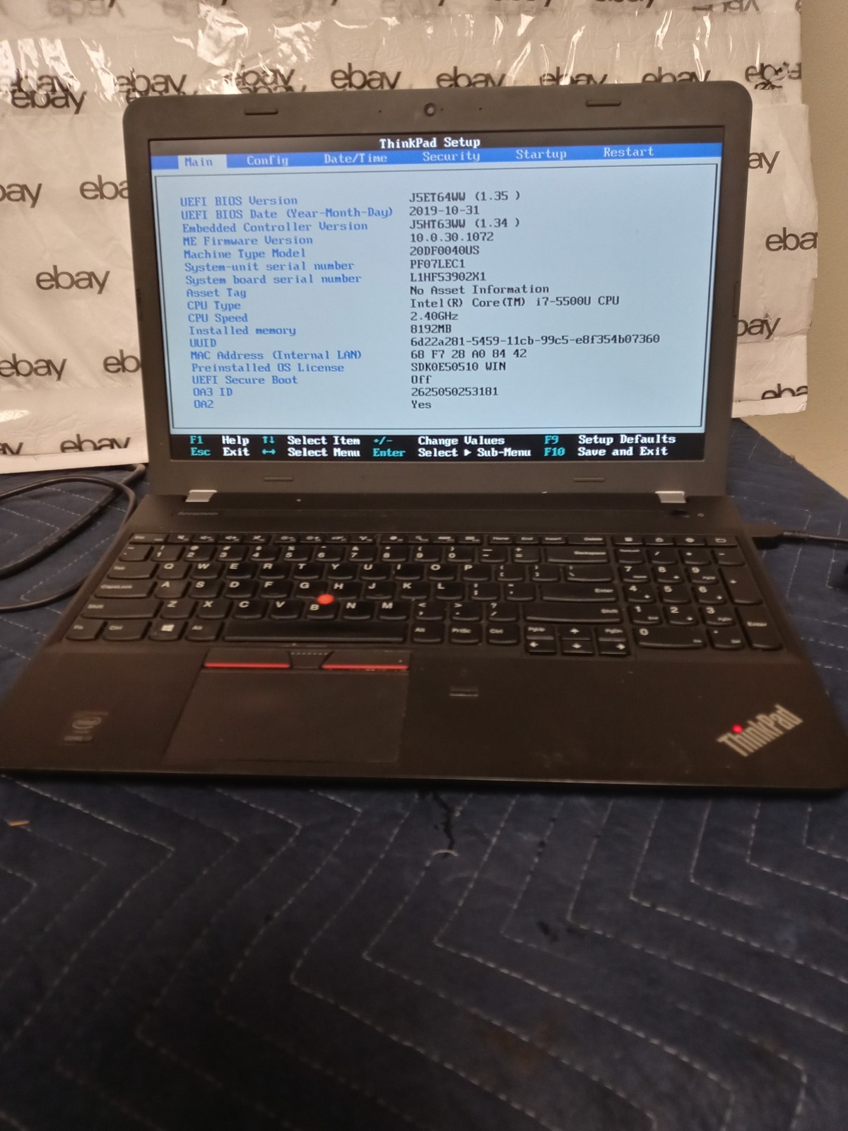Lenovo ThinkPad E550 Laptop Intel Core i7-5500U 2.4GHz, 8GB RAM, 0GB SSD, NO OS
