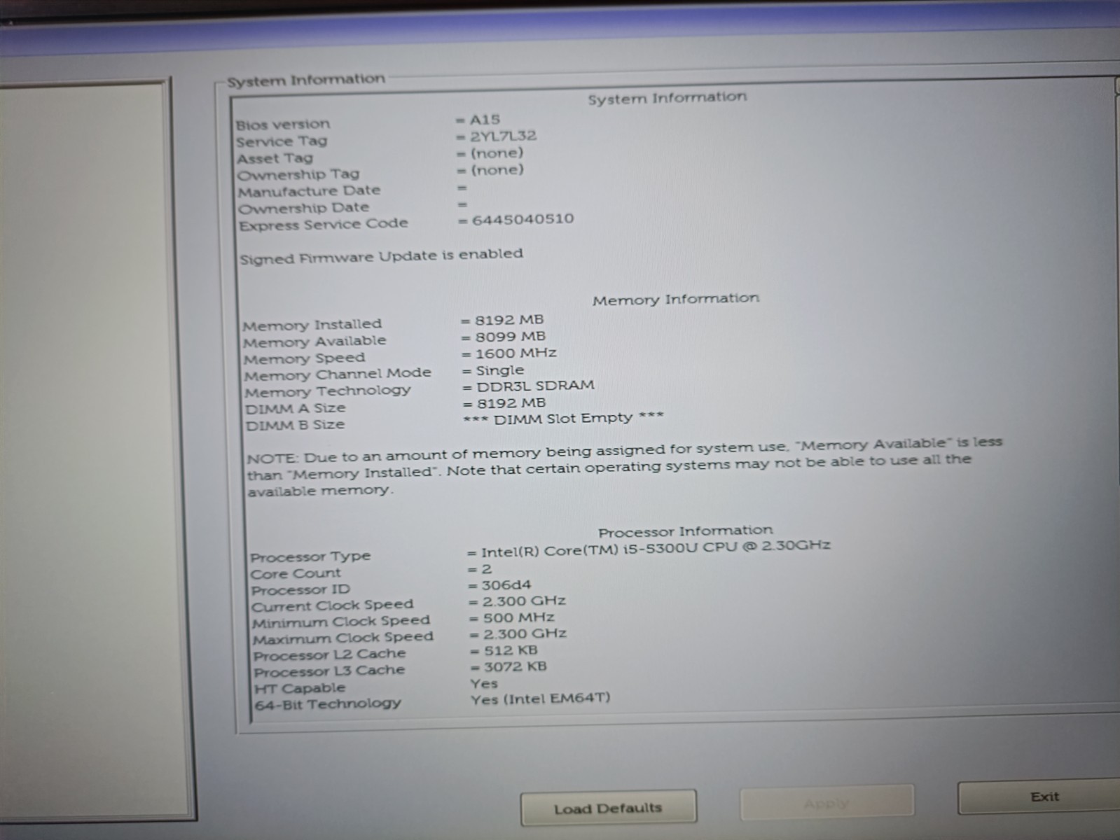 Dell Latitude E5450 i5-5300U 2.3GHz 8GB RAM NO OS NO SSD NO A/C