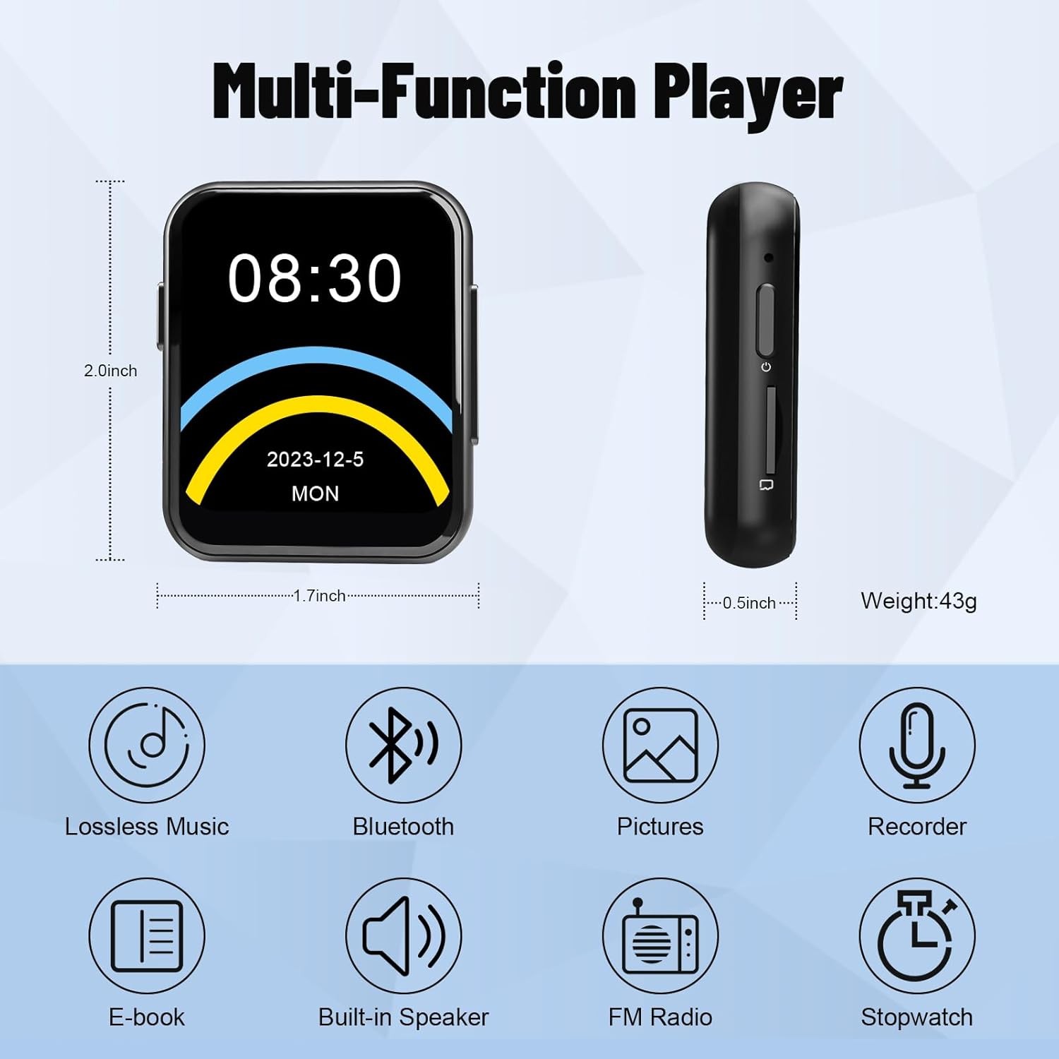 128GB MP3 Player with Bluetooth 5.3, Portable Digital Lossless Music Player with
