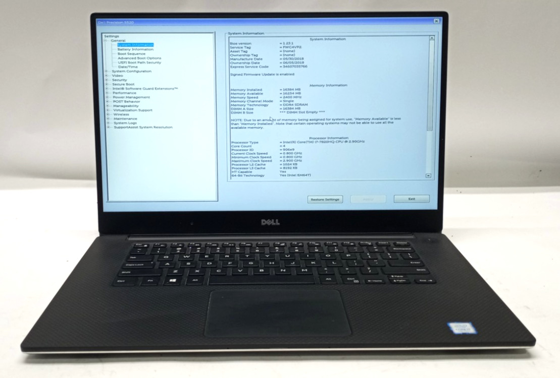 Dell Precision 5520 15.6″FHD i7-7820HQ@2.90 16GB/512GB NVMe NVIDIA Win11 WH699!