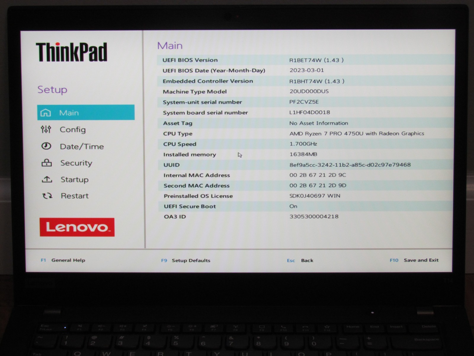 Lenovo ThinkPad T14 Gen 1 14″ FHD (Ryzen 7 PRO 4750U, 16GB RAM) – FOR PARTS