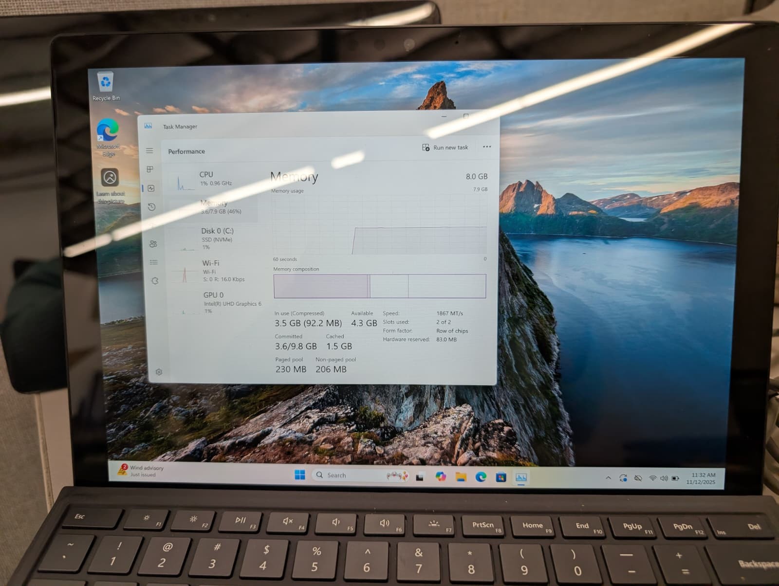 Microsoft Surface Pro 6 Core i7-8650U 1.90GHz 8GB RAM 256GB SSD Windows11 Pro-3