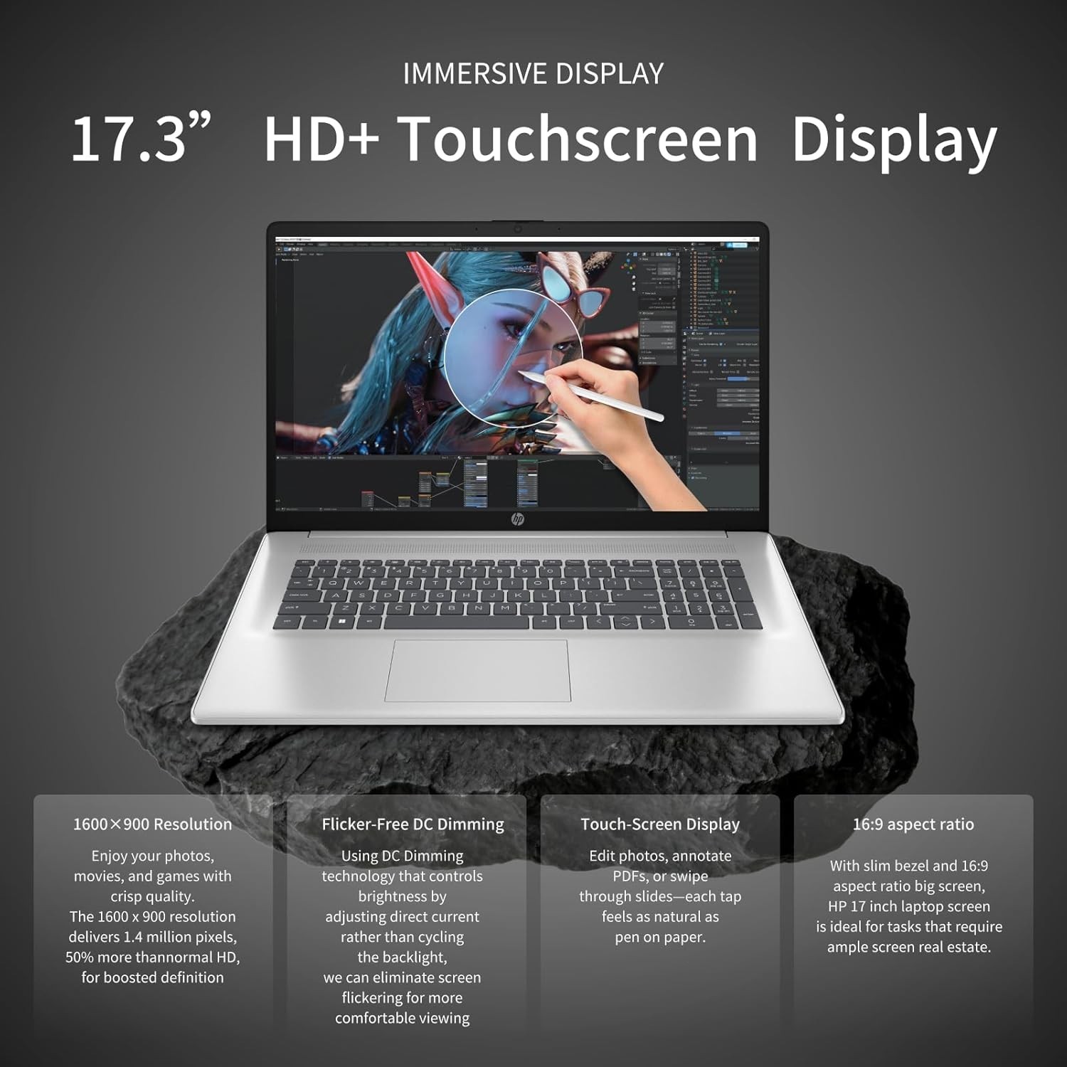HP 17.3″ Touchscreen Laptop, AMD Ryzen 5 7530U, Up to 64GB RAM 2TB SSD