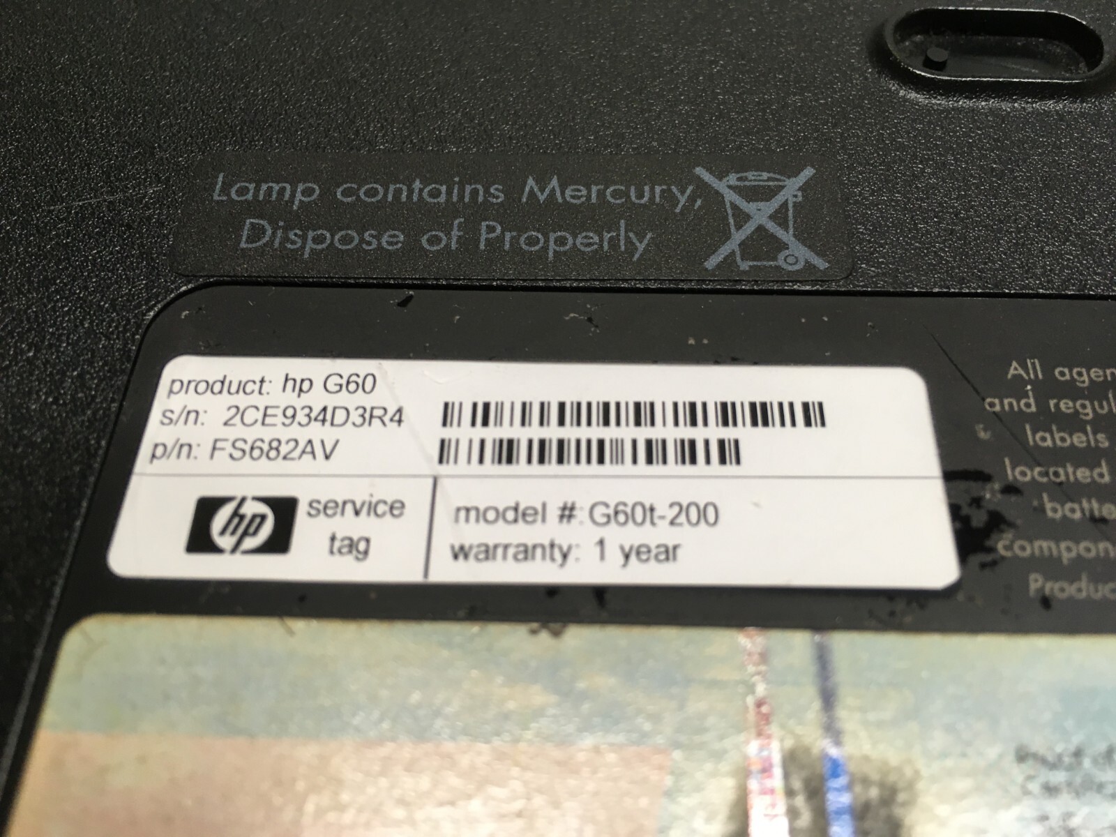HP G60t – 200 15″ [AS IS] Intel Core 2 Duo P7550 @ 2.26 GHz – JZ