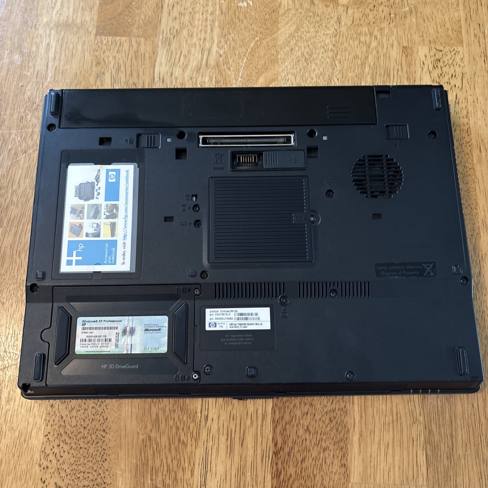 Vintage HP Compaq 8510p Intel Core 2 Duo 2 GHz 2Gb RAM 150 GB HDD Windows 7 Pro