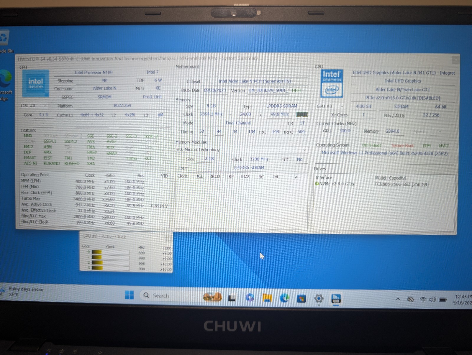 CHUWI GEMIBOOK XPRO | Intel N100 8GB RAM 256GB NVMe SSD | FHD Windows 11 Pro