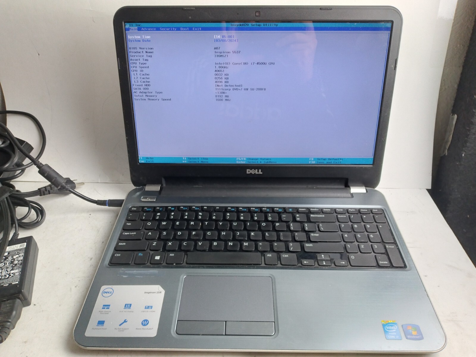 Dell Inspiron 5537 w/i7-4500U, 8GB RAM, 15.6″ Laptop for Parts & Repair *READ*