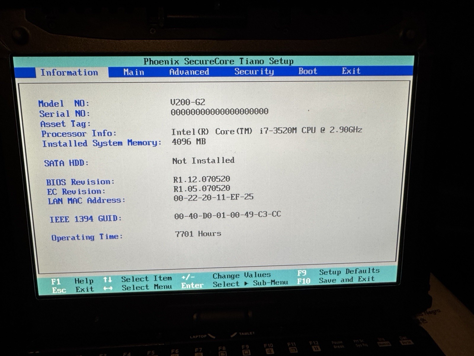 95-99% Life left Getac V200-G2 Laptop i7-3520M 4GB RAM WIFI Touchscreen Wwan