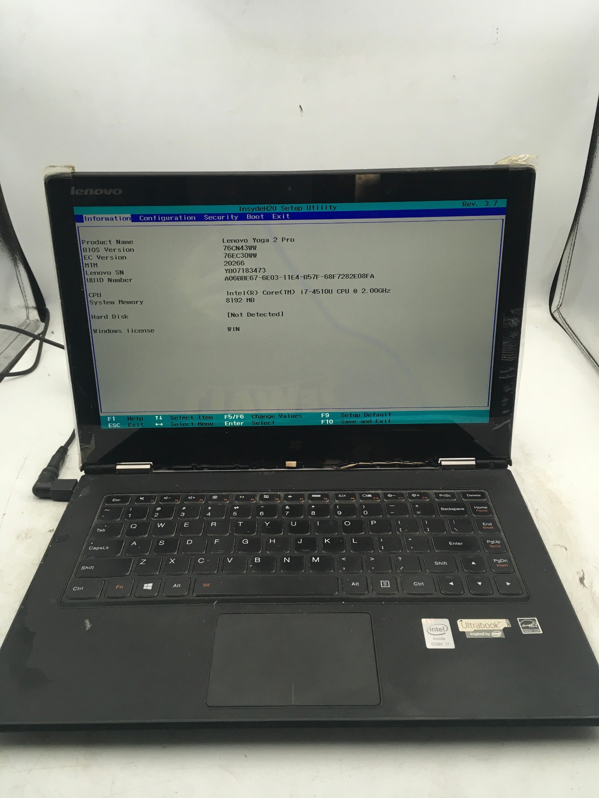 LENOVO YOGA 2 PRO 20266 – BOOTS TO BIOS – INTEL I7 4510U – 8GB RAM -READ DESC-BB