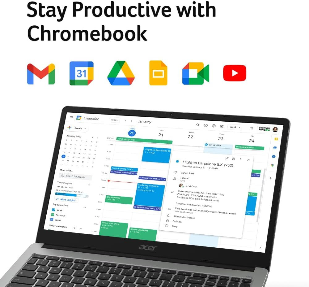 Chromebook 315 Laptop | Intel Celeron N4500 | 15.6″ Full HD IPS Display | Intel