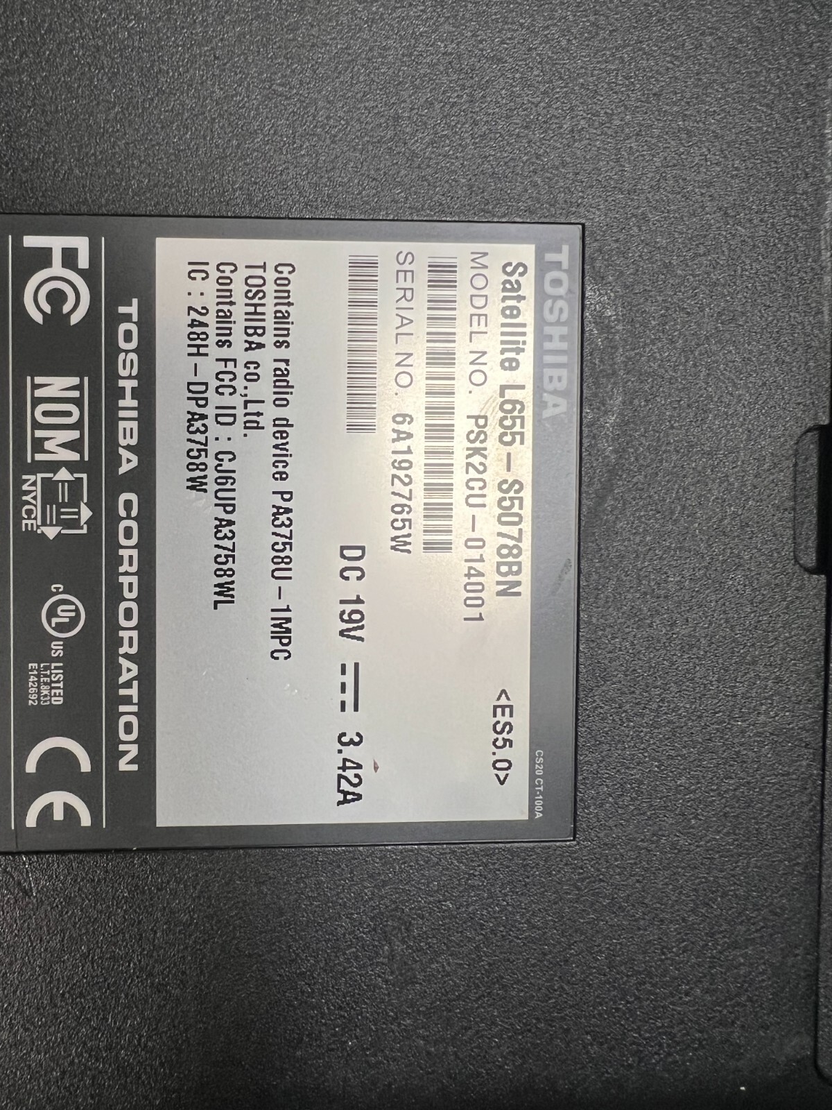 TOSHIBA SATELLITE L655-S5078WH DUAL CORE I5-450M W/RW-ROM{H2}