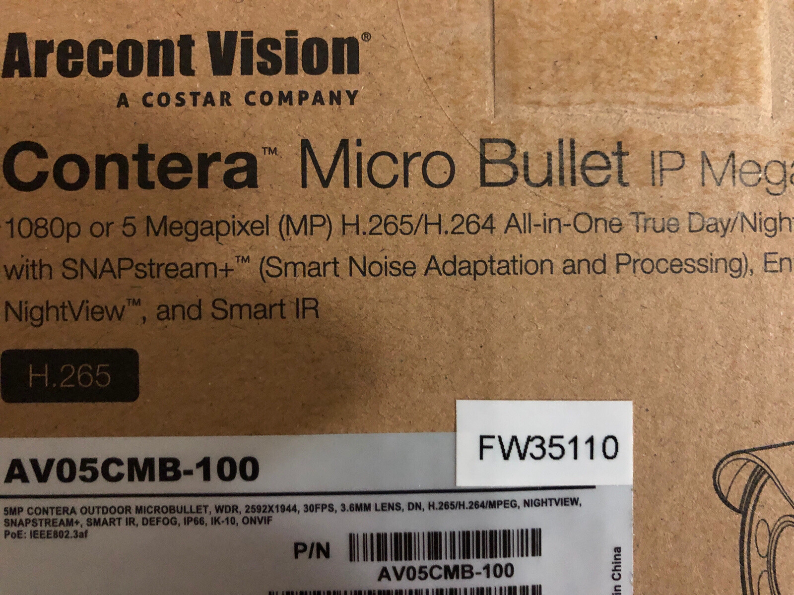 Arecont Vision Contera AV05CMB-100 5MP Micro Bullet Camera