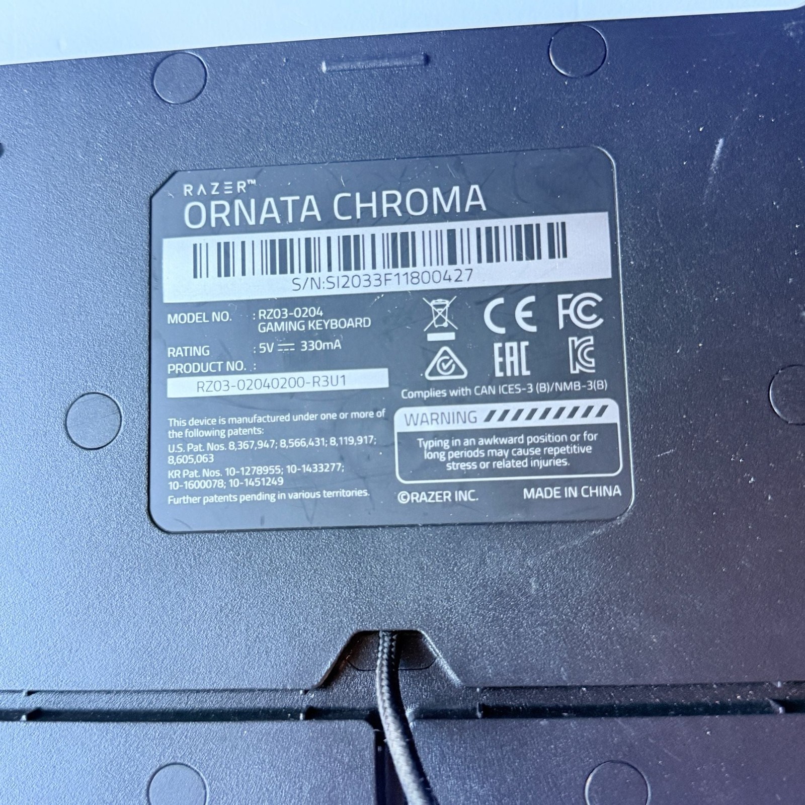 Razer Ornata Chroma Mecha-Membrane Gaming Keyboard RZ03-0204