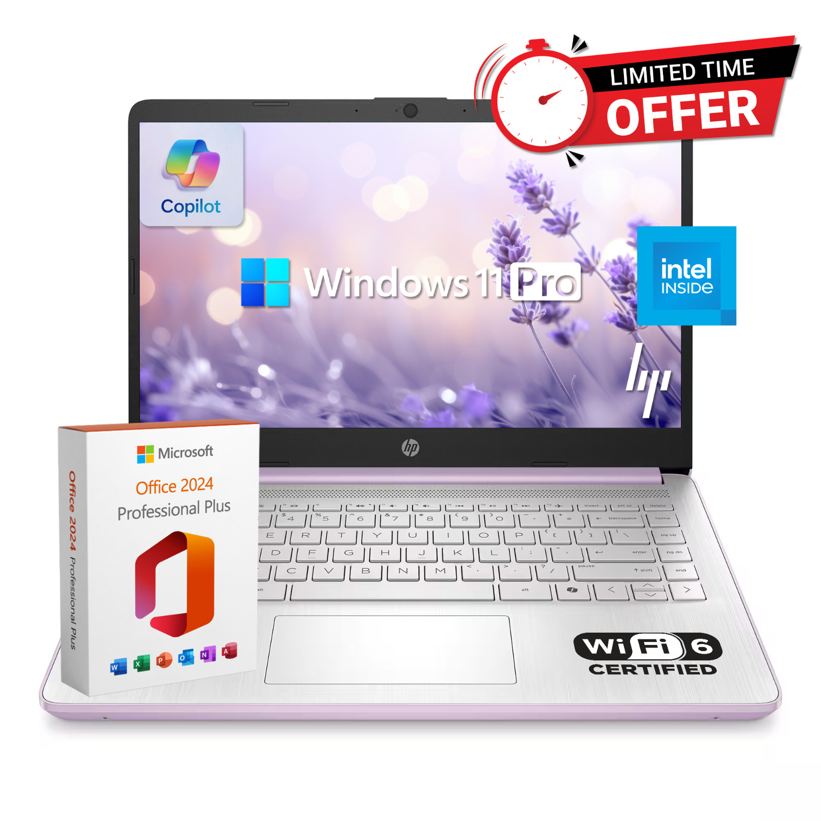 HP Laptop Computer 14″, Quad-Core Intel N150, 16GB RAM 628GB Storage, Win 11 Pro