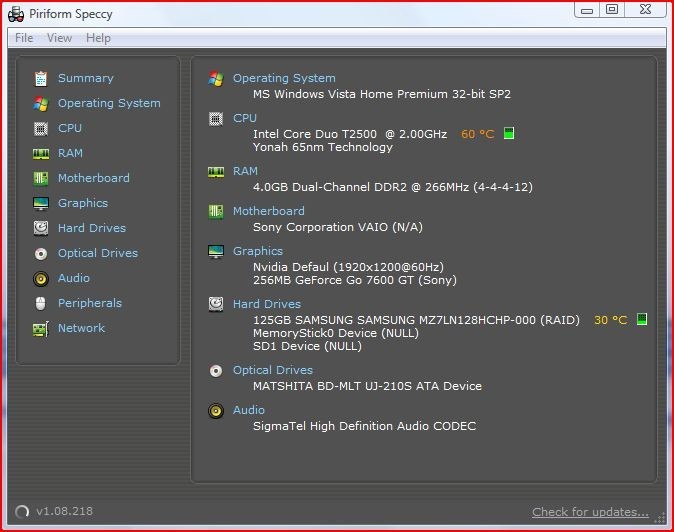 Sony VAIO VGN-AR190G CDuo T2500 GeForce Go 7600 128GB SSD 3GB RAM Windows Vista