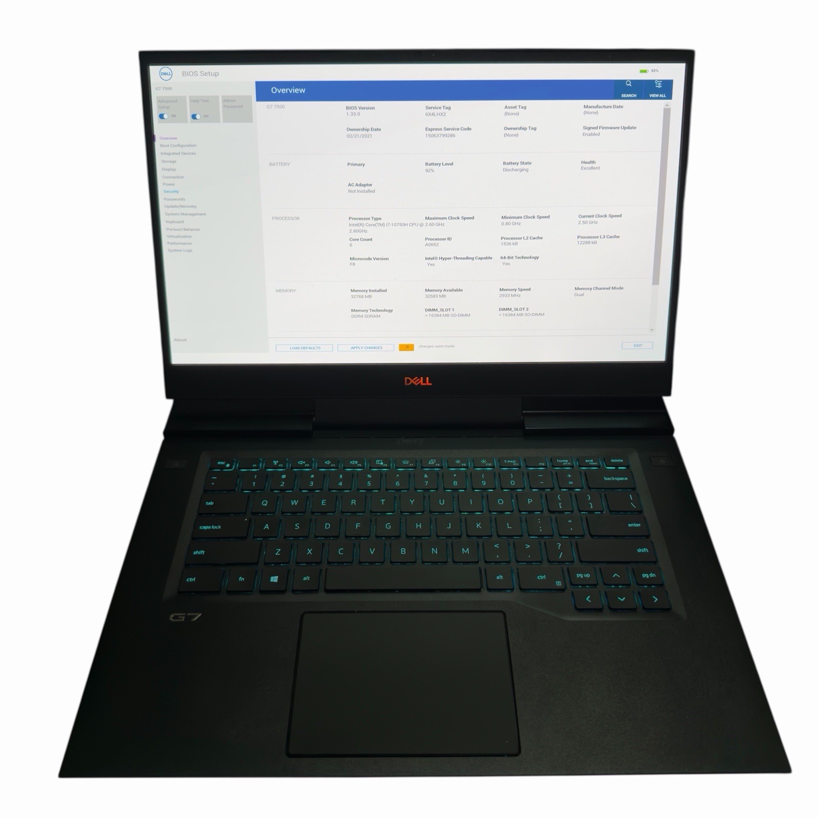 Dell G7 15 7500 15.6″ UHD i7-10750H 2.60GHz 32GB 1TB SSD NVIDIA RTX 2070 WiFi 7