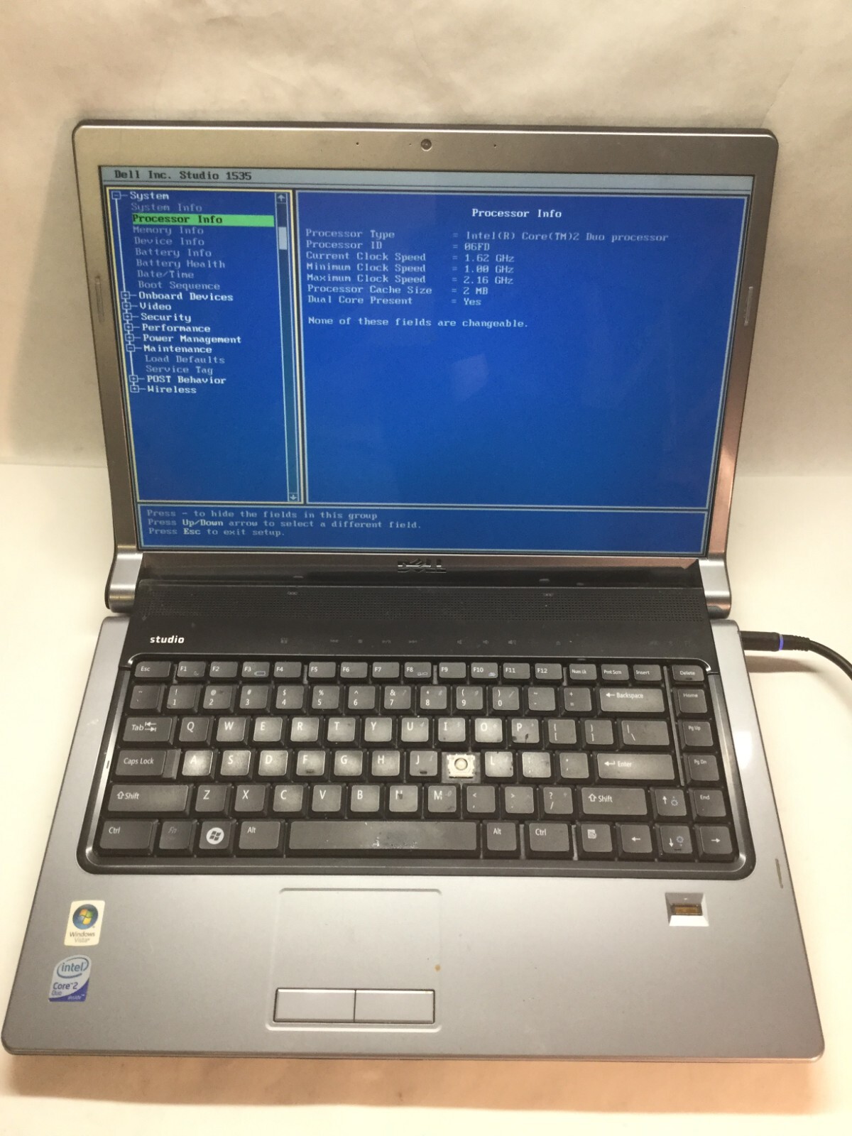 Dell Studio 1535 15″ Laptop Intel Core 2 Duo – BOOTS TO BIOS -MZ